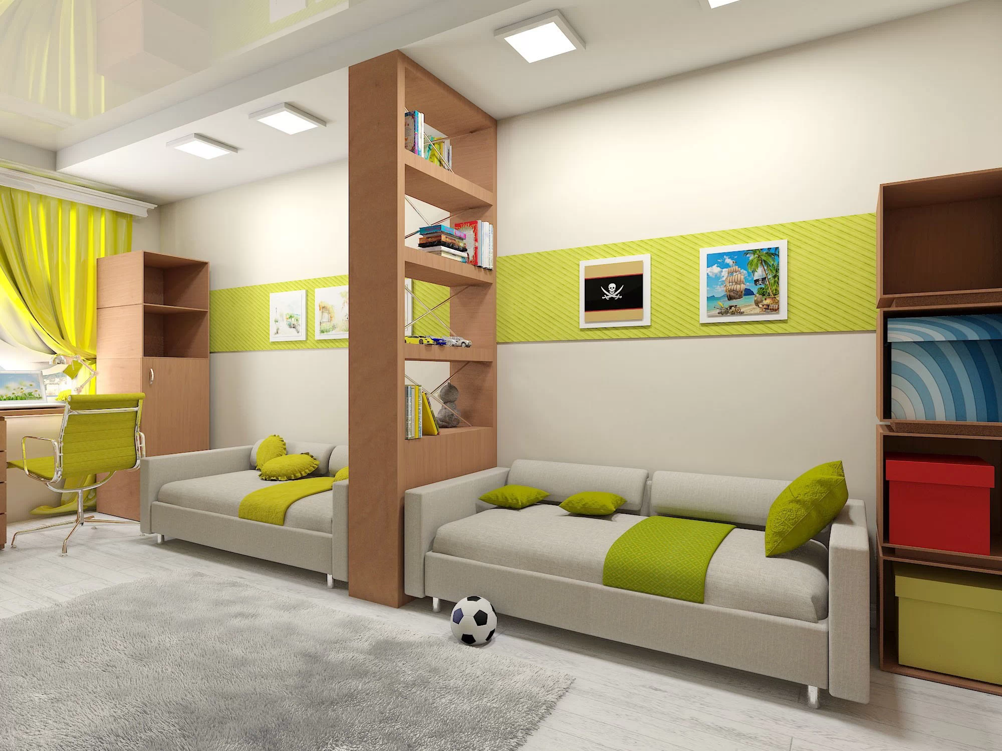 Дизайн комнаты для разнополых детей 18 кв м